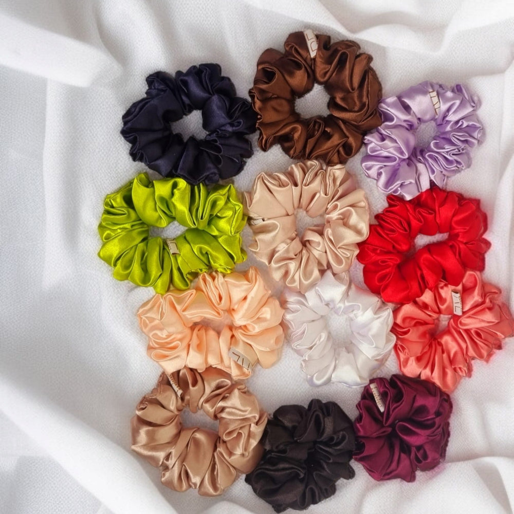 Set of 12 Medium Silk Satin Scrunchies