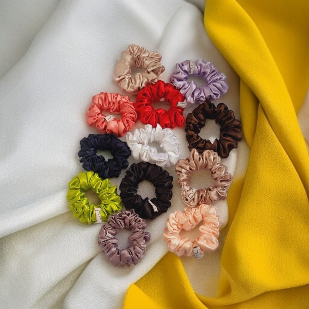 Set of 12 Small Silk Satin Scrunchies